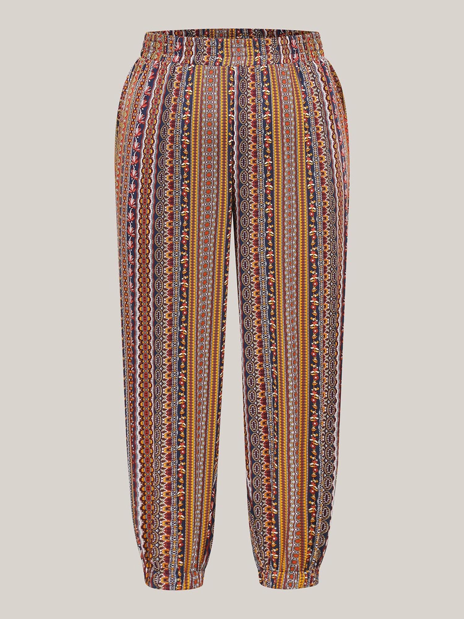 Boho Striped Split Jogger Pants