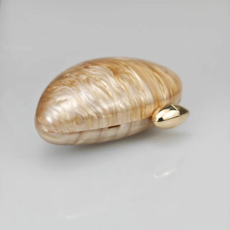 Rose Red Coffee Arylic Marble Oval Evening Bags