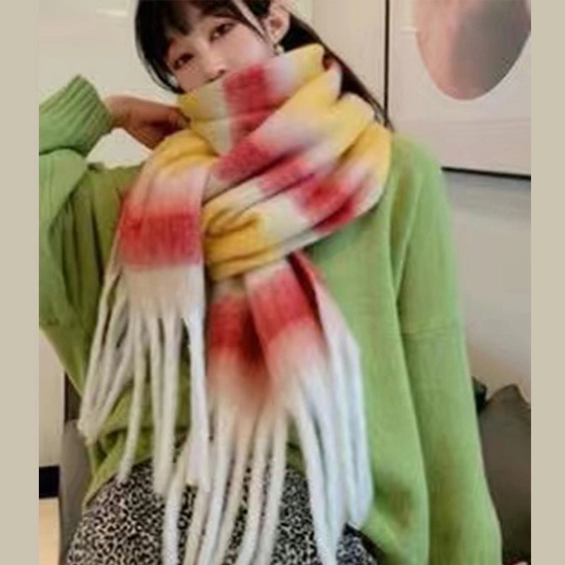Women's Fashion Stripe Polyester Tassel Winter Scarves