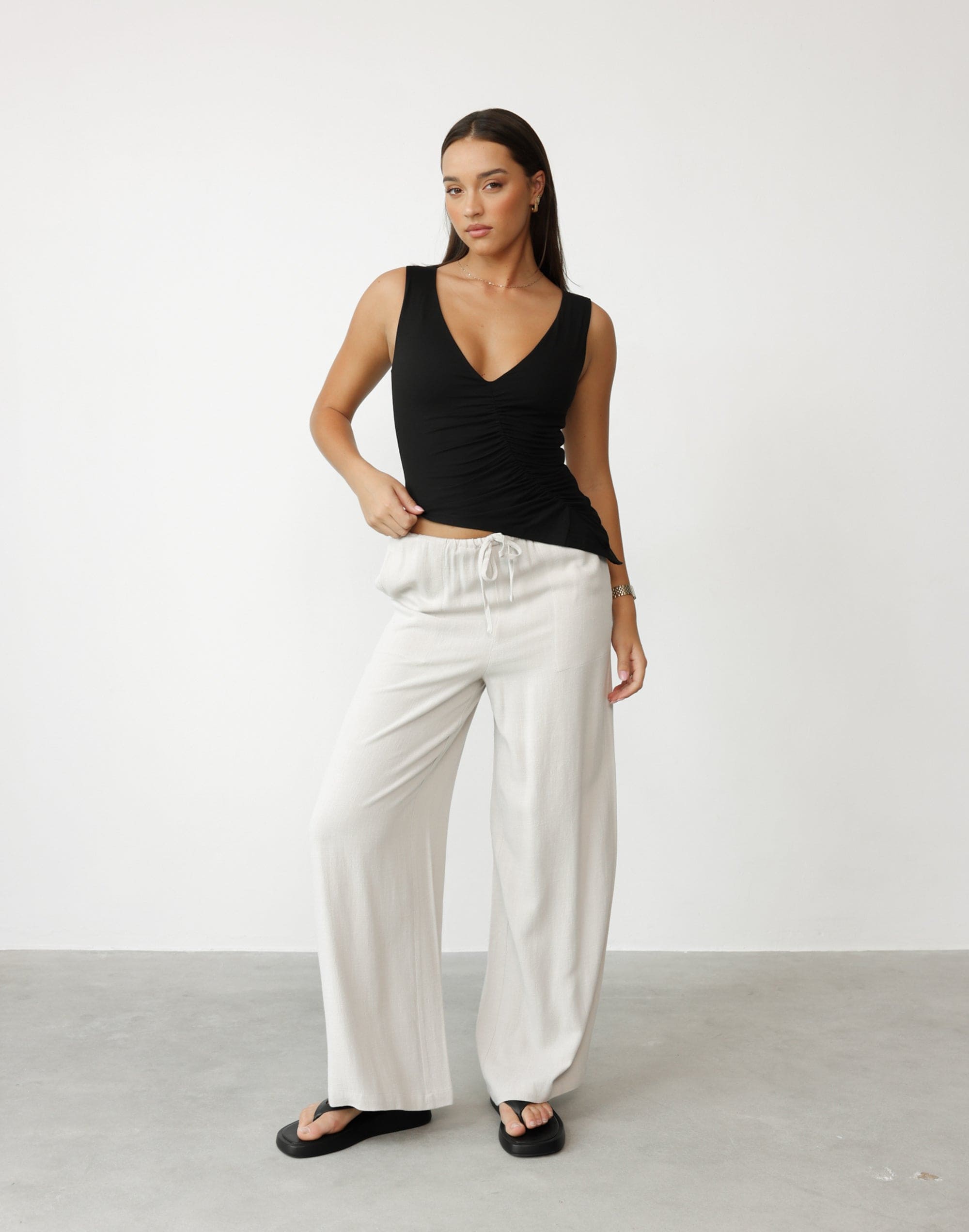 Amee Linen Pants (Latte)