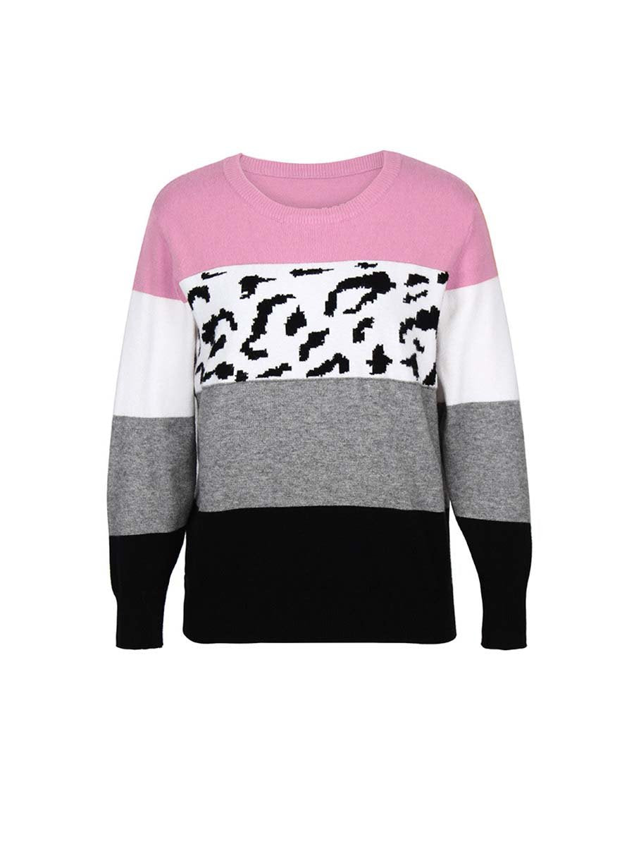 Leopard Print Colorblock Sweater