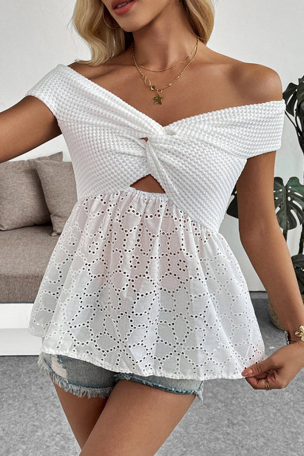 Solid Color Off The Shoulder Casual Tops