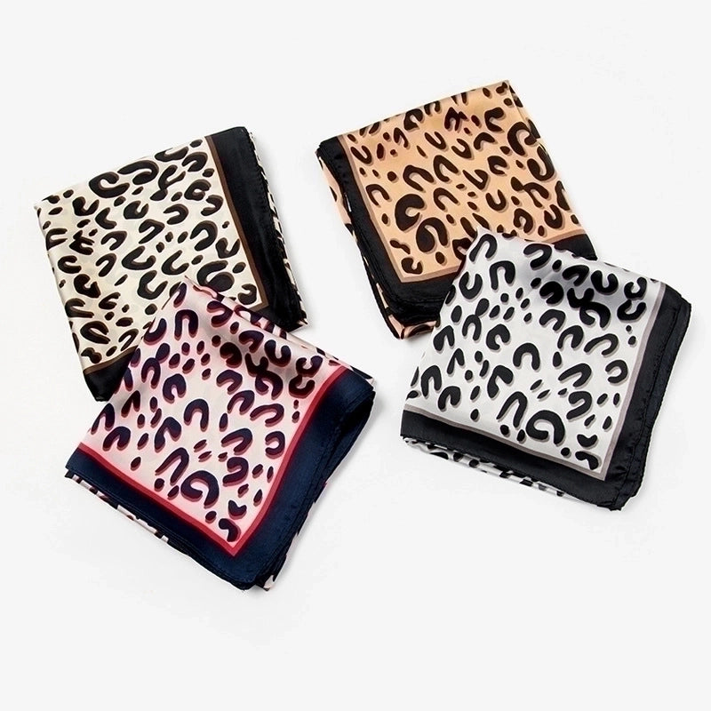 Women's Minimalist Streetwear Leopard Satin Printing Silk Scarf