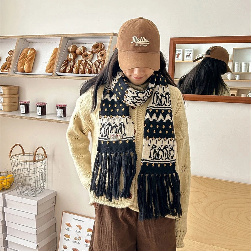 Women's Retro Ethnic Style Stripe Imitation Cashmere Tassel Scarf