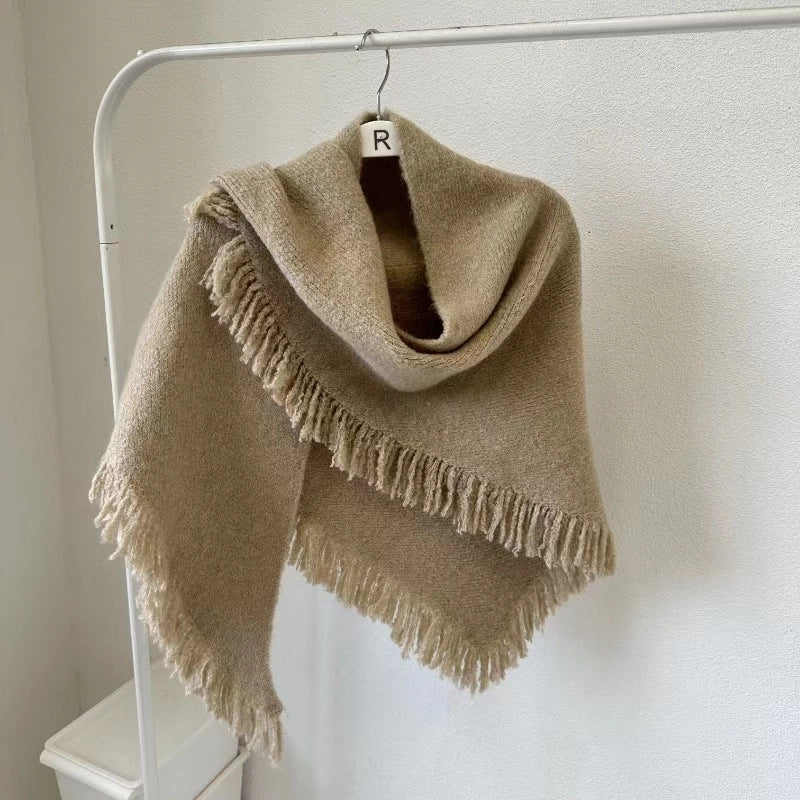Unisex Minimalist Solid Color Wool Blend Scarf