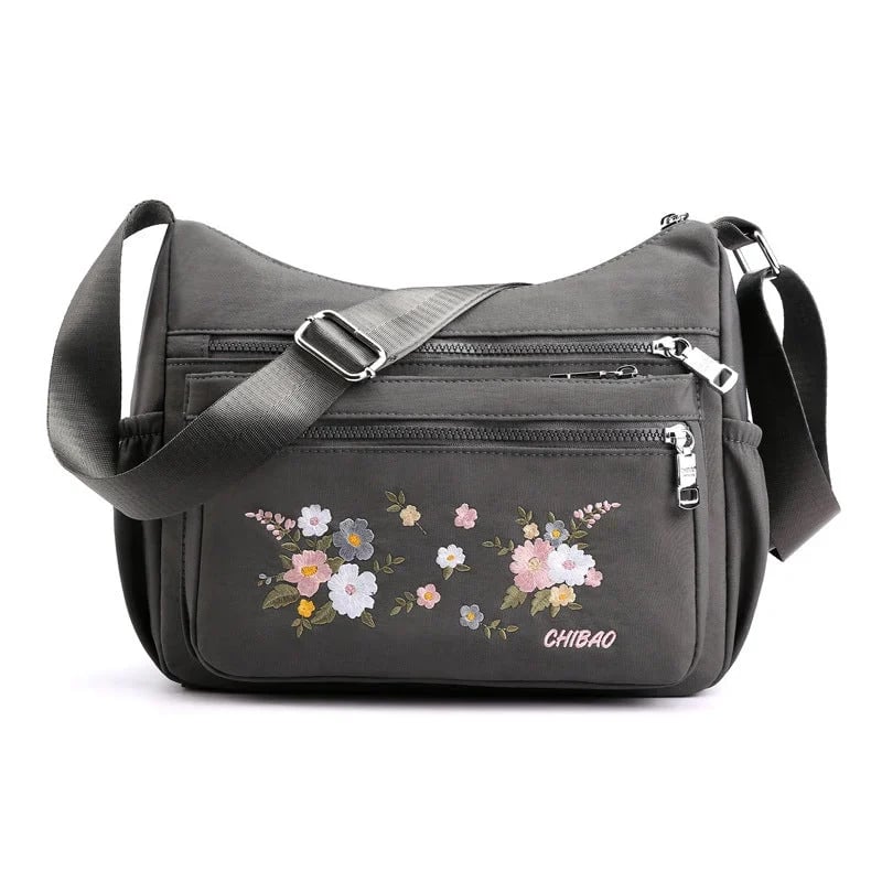 Embroidered Floral Shoulder Bag