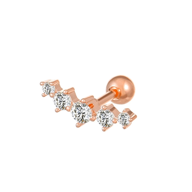 Vintage Micro-set Zircon Butterfly Flower Feather Heart Copper Screw Earrings