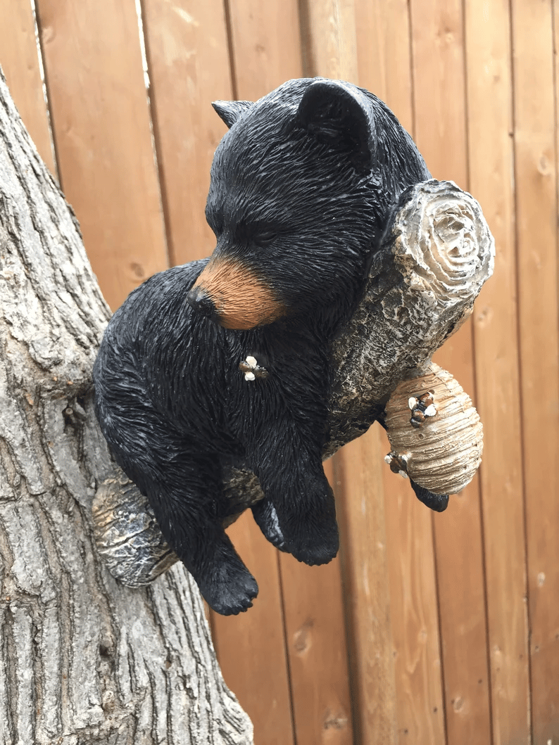 Black Bear Cub Napping Hanging Out in a Tree Figurine