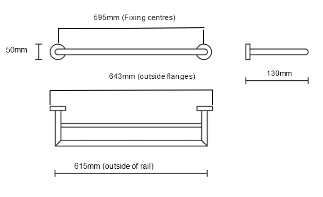 Greens Astro II Double Towel Rail 600mm - Brushed Nickel