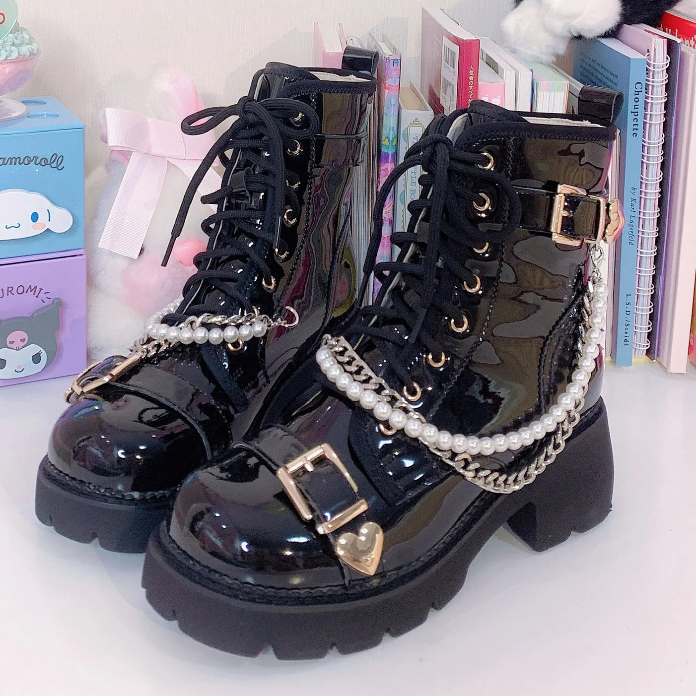 lolita pearl chain martin boots  KF83208