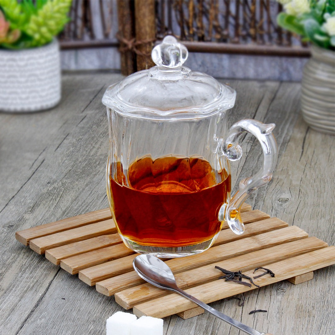 Glass Mug with Lid 385ml