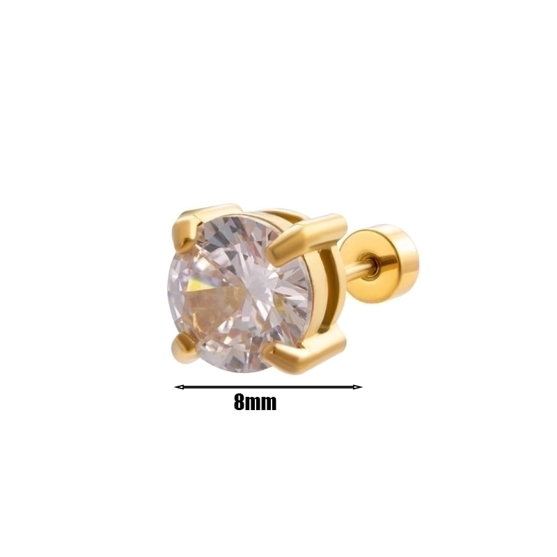 1 Piece Ear Cartilage Rings & Studs Minimalist Round 316L Stainless Steel  Plating Inlay Zircon