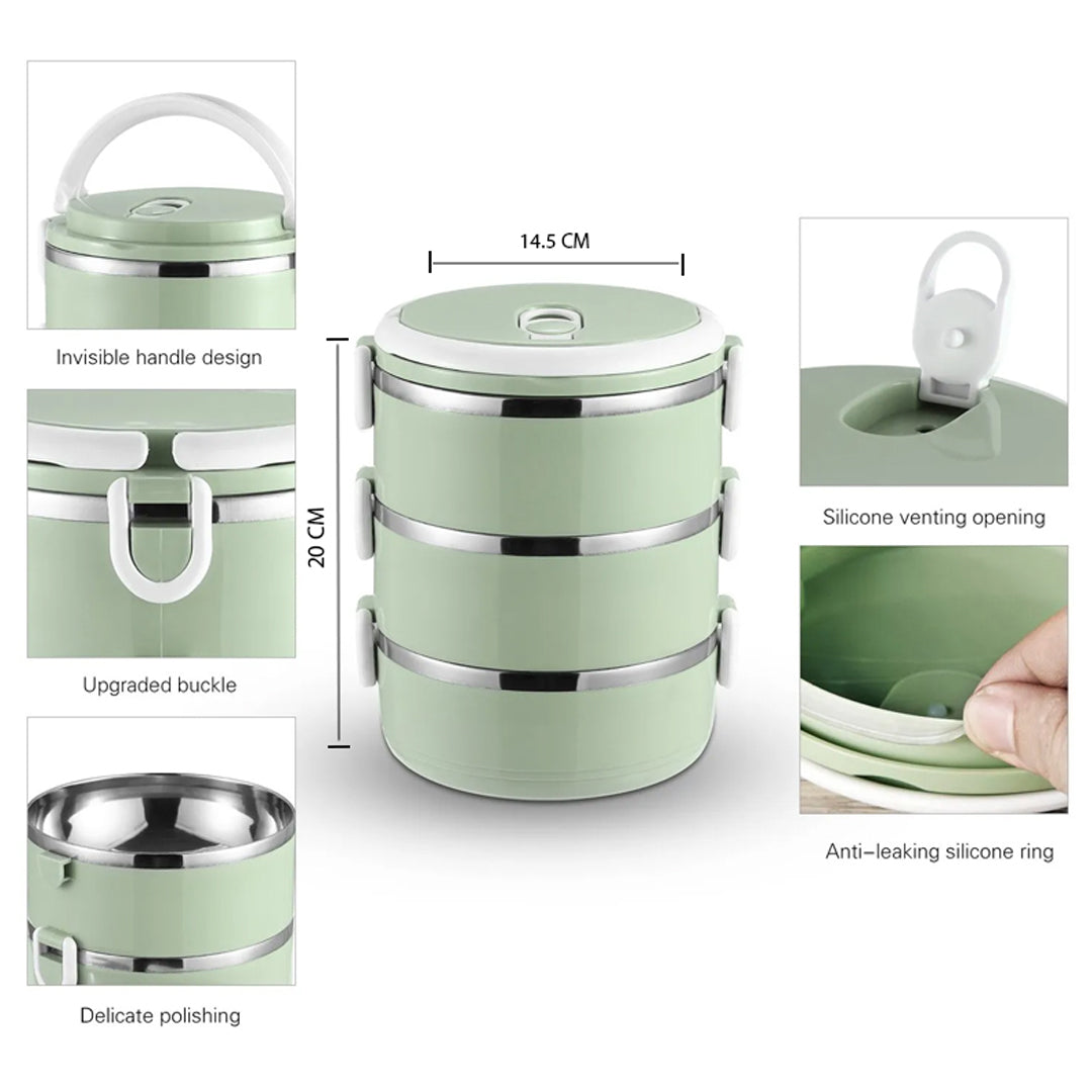 3 Layer Insulated Lunch Box Stainless Steel