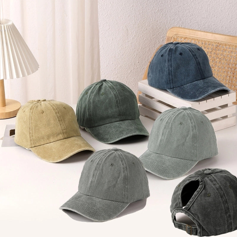 Unisex Casual Vintage Style Minimalist Solid Color Curved Eaves Baseball Cap
