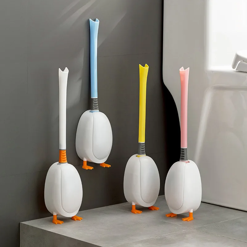 DUCK-SHAPED RUBBER TOILET BRUSH 鈥?SILICONE LONG HANDLE FOR DEEP CLEANING & CORNER REACH