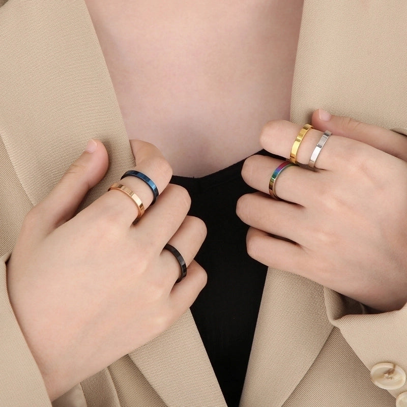 Fashion Round Stainless Steel 18K Gold Plated Rings