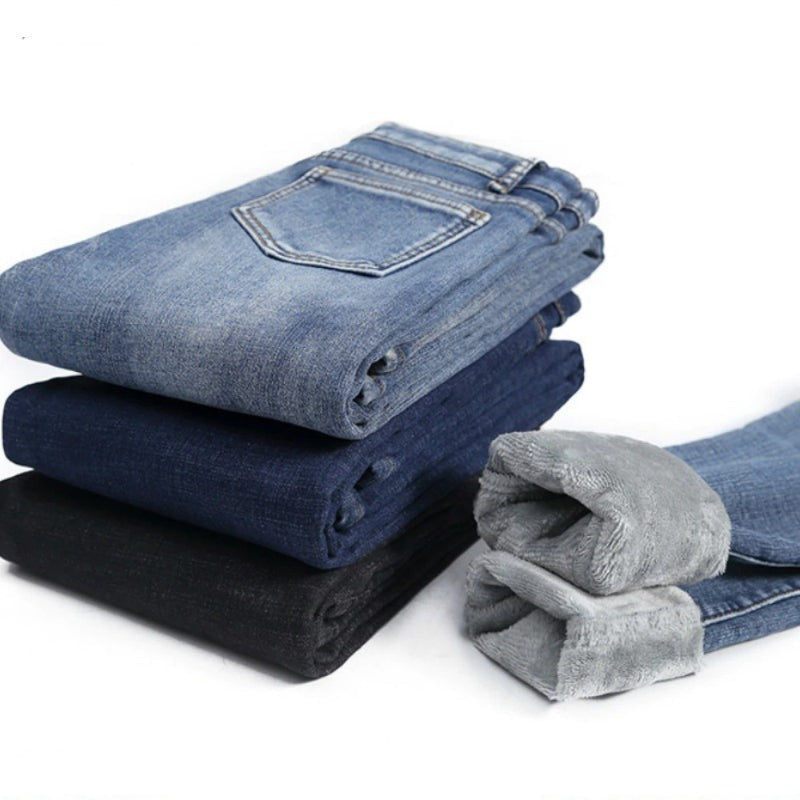 Thick Velvet High Waist Skinny Jeans For Women