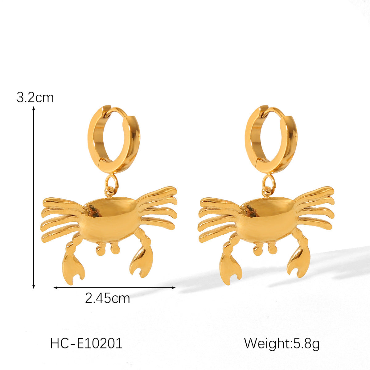 Customized Marine Titanium Steel Earrings Stainless Steel Crab Starfish Shell Earrings Earrings
