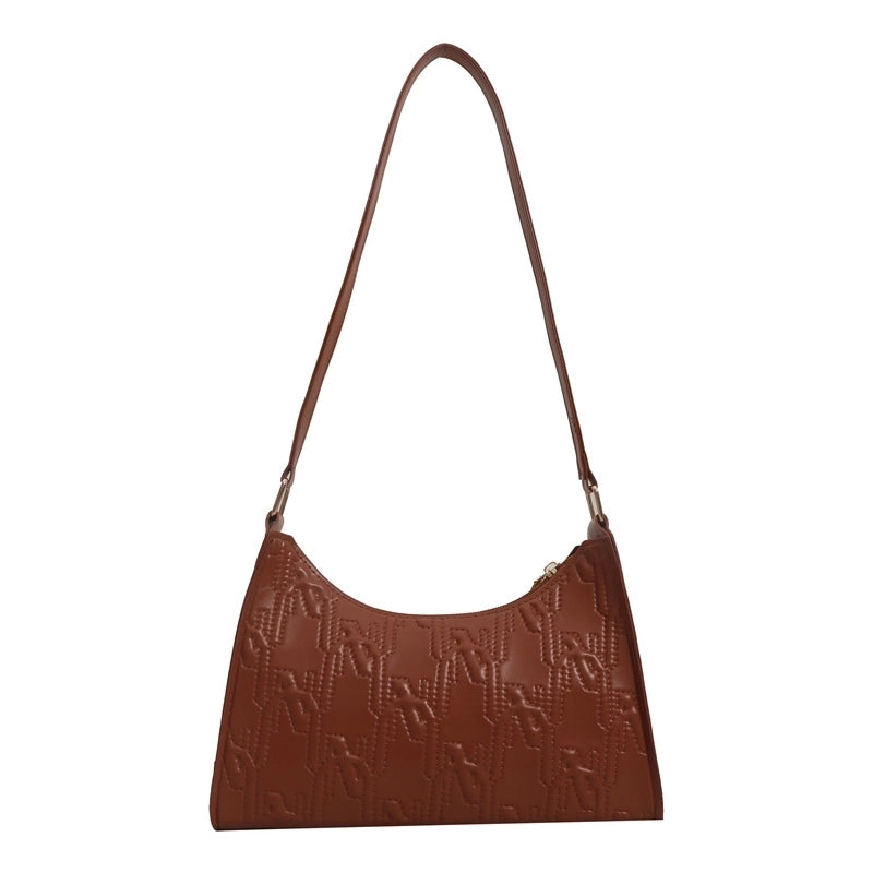 Women's Pu Leather Solid Color Classic Style Square Zipper Underarm Bag