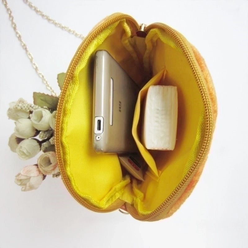 Women'S Mini Plush Fruit Bread Fashion Zipper Crossbody Bag