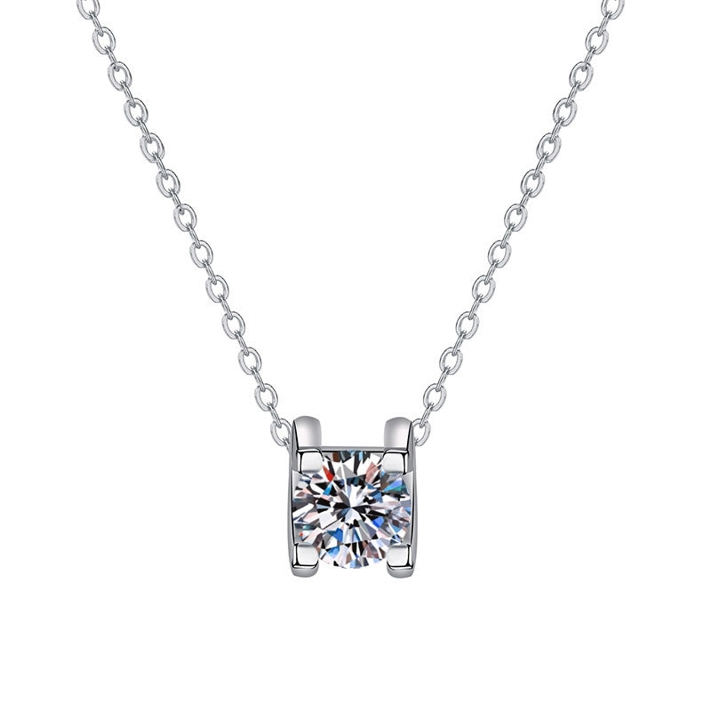 Minimalist Shiny Round Water Droplets Bow Knot Copper Plating Inlay Zircon Silver Plated Pendant Necklace Necklace Pendant