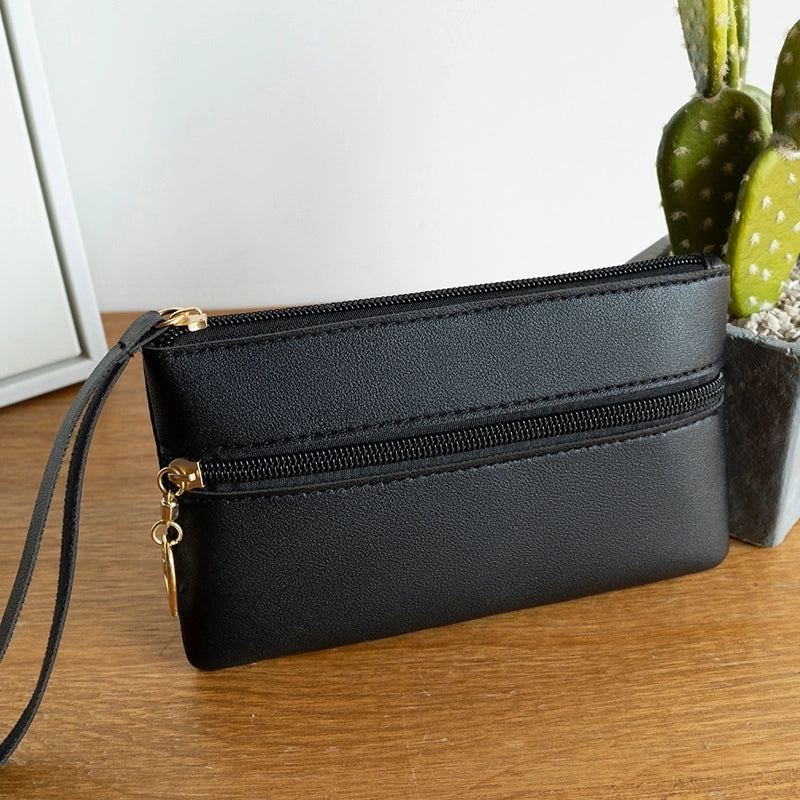 Rose Red Light Pink Black Pu Leather Solid Color Square Clutches