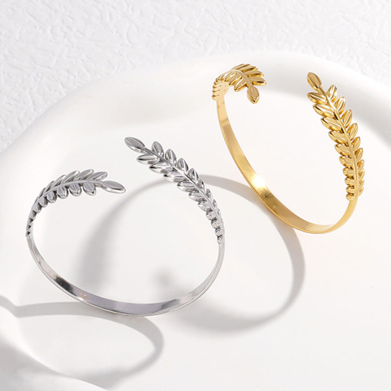 Leaf Stainless Steel Electroplating Bangles