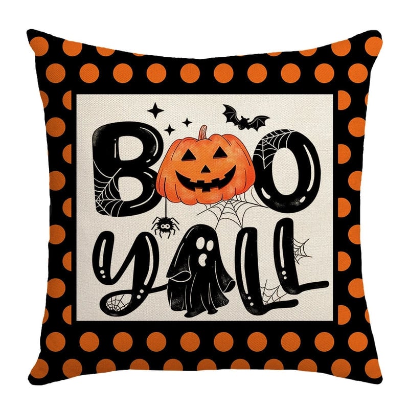 Halloween Minimalist Pumpkin Letter Ghost Linen Pillow Cases Couch & Sofa Decor
