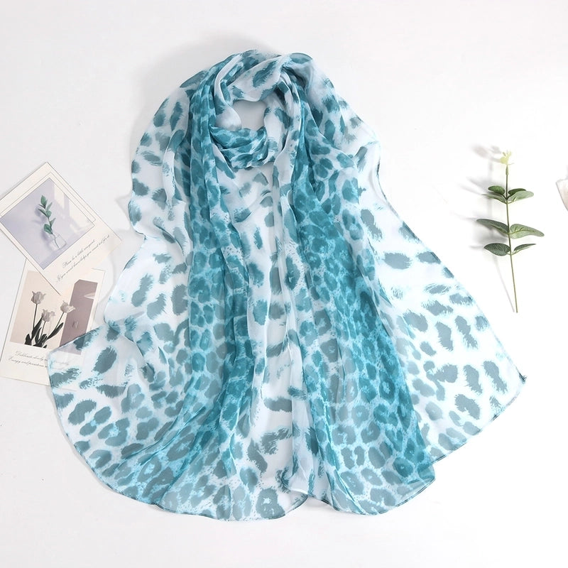 Women's Minimalist Leopard Chiffon Silk Scarf
