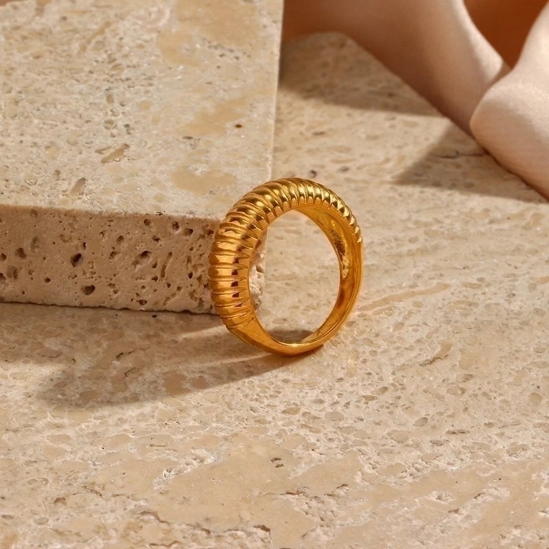Minimalist Geometric 304 Stainless Steel 18K Gold Plated Rings