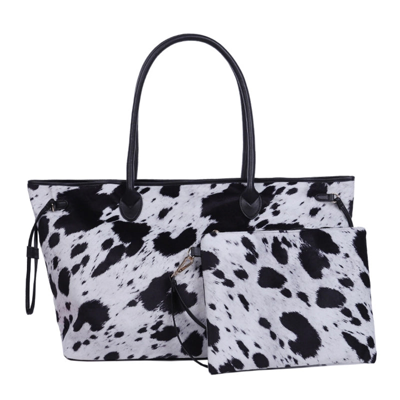 Women's Large Pu Leather Leopard Basic Magnetic Buckle Tote Bag
