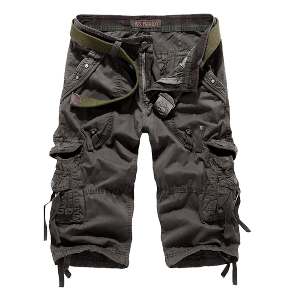 6-pack Men Casual Workout Military Men's Shorts Multi-Pocket Calf-Length Short Pants