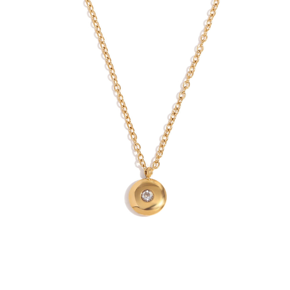 Fashion Round Geometric Stainless Steel 18K Gold Plated Necklaces