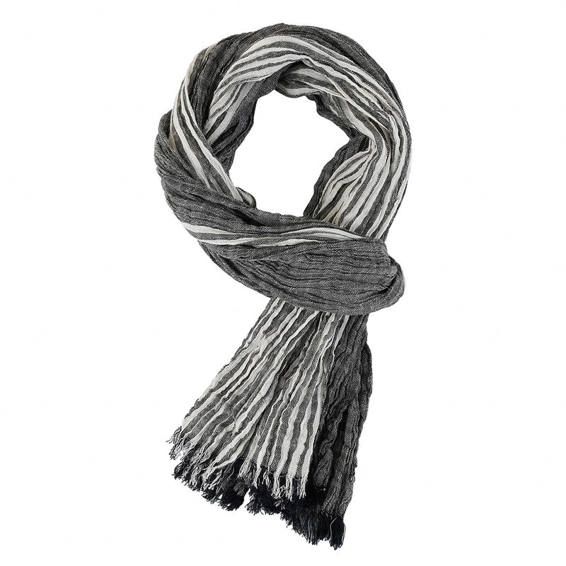 Men's Scarf Spring And Summer Pinstripe Scarf Navy Color Matching Yarn-dyed Thin Casual Men's Scarf Blue