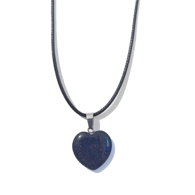 Minimalist Heart Shape Natural Stone Polishing Pendant Necklace 1 Piece