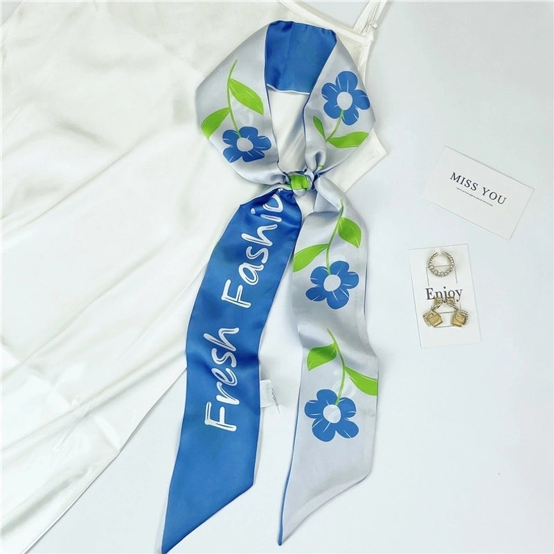 Women's Sweet Flower Satin Silk Scarves