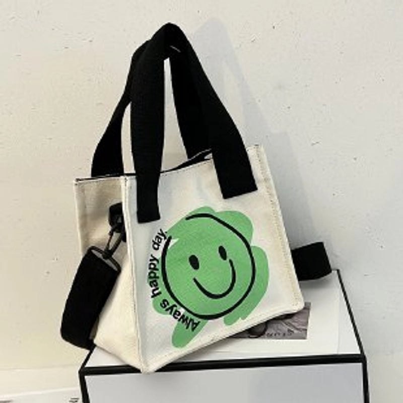 Women's Fashion Smile Face Canvas Shopping Bags