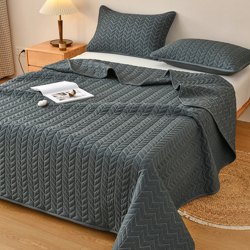 In Stock Exclusive For Pure Color Washed Cotton Bedspread Tatami Quilted Non-Slip Bed Sheet Three-Piece Set Tailstock Cover Blanket