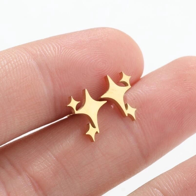 Minimalist Star Stainless Steel Plating Ear Studs 1 Pair