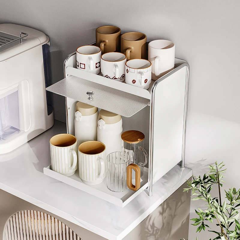 desktop cup dustproof storage cabinet cosmetic kitchen seasoning storage rack