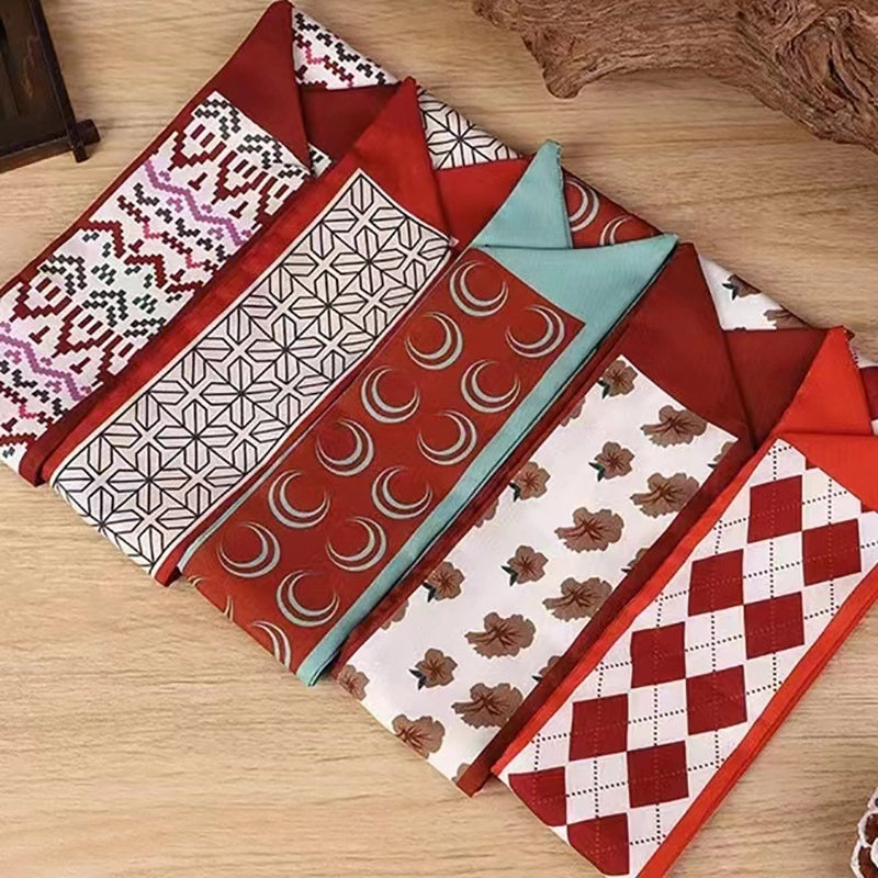 Women's Elegant Geometric Letter Flower Polyester Silk Scarf