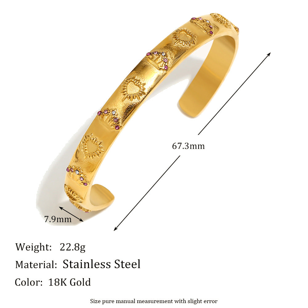 Ins Fashion Niche Advanced Versatile Ring Bracelet Stainless Steel 18K Gold Plated Tarot Earrings Female