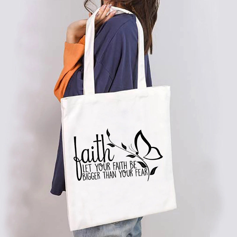 Unisex Large Canvas Letter Basic Classic Style Square Open Canvas Bag