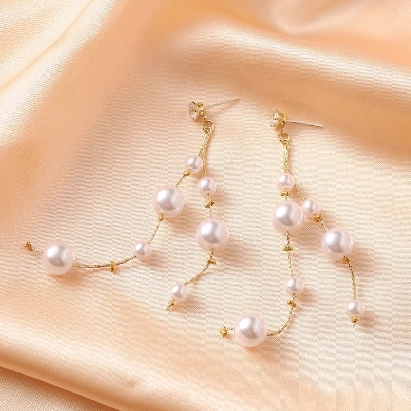 1 Pair Fashion Star Flower Imitation Pearl Alloy Inlay Rhinestones Women's Earrings
