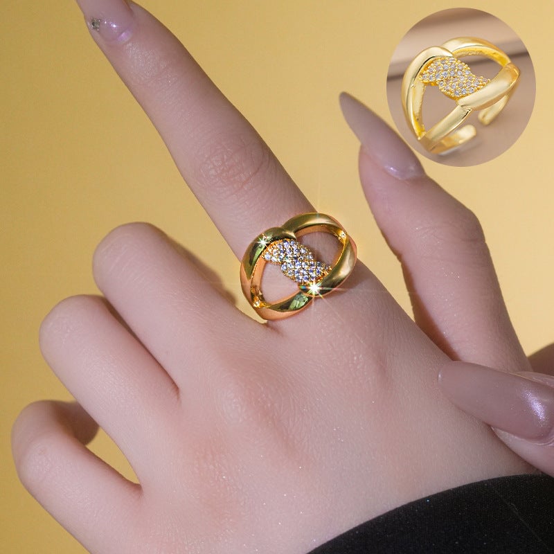 Autumn And Winter Rings Inlaid With Zircon