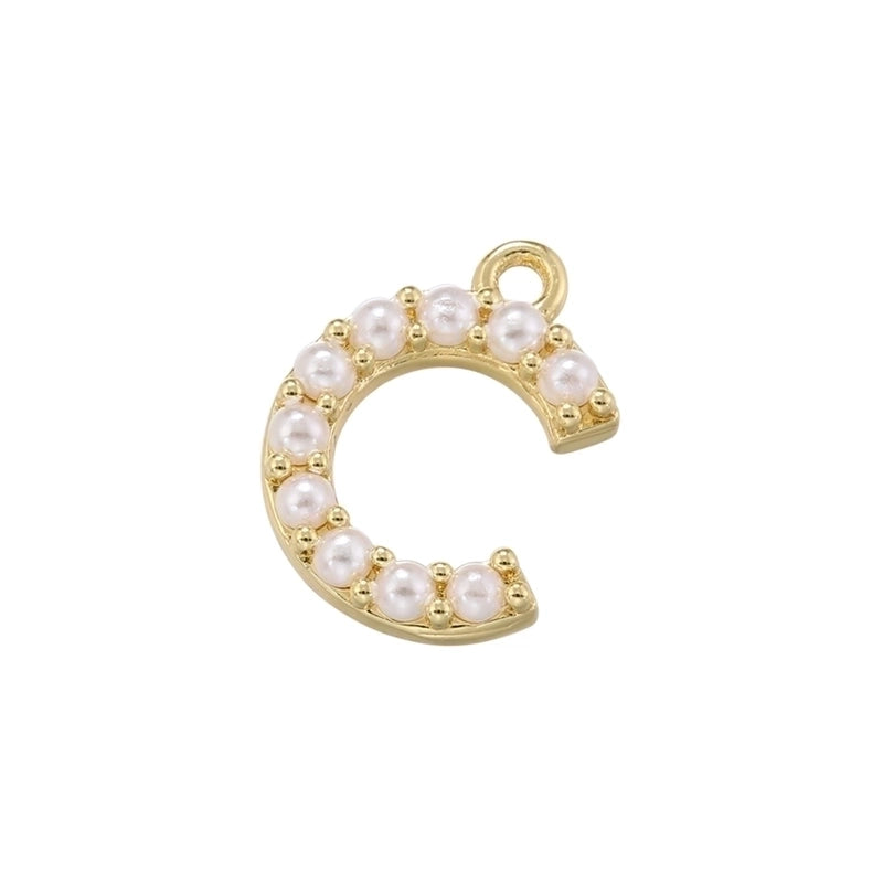 Casual Elegant Minimalist Letter Copper Plating Inlay Artificial Pearls 18k Gold Plated Charms