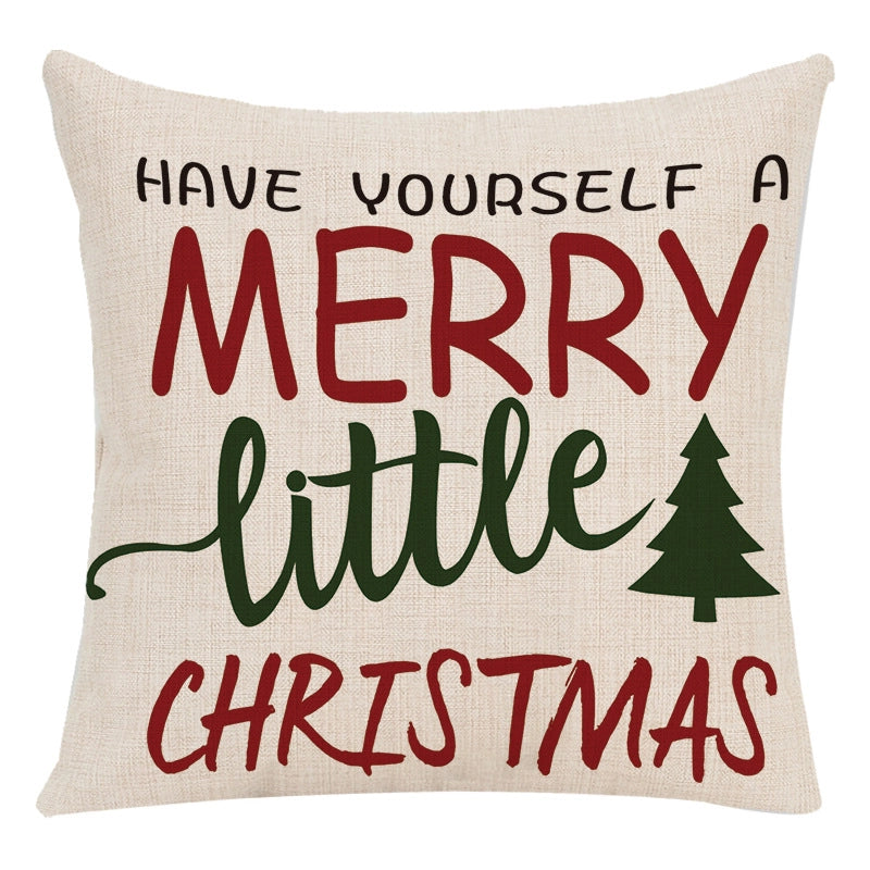 Cute Letter Snowman Elk Chemical Fiber Pillow Cases