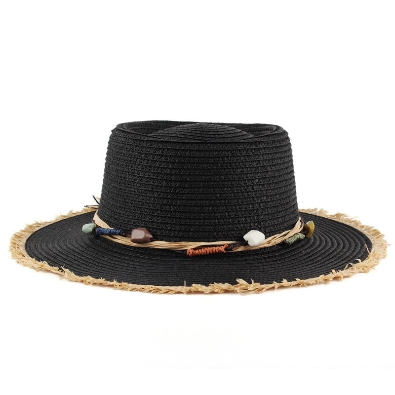 Women's Minimalist Color Block Wide Eaves Straw Hat
