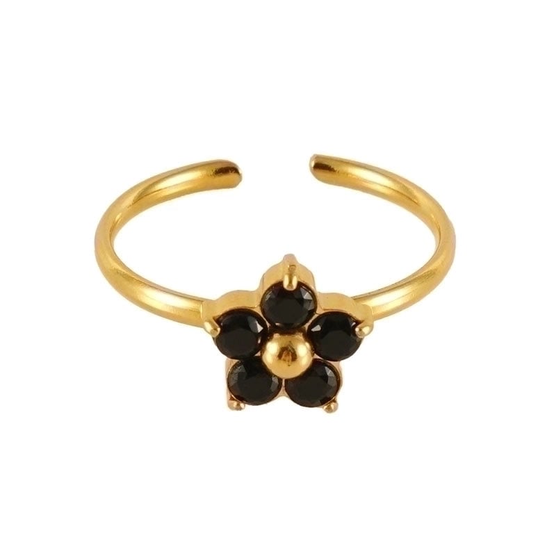 Casual Cute Square Heart Shape Flower 304 Stainless Steel Zircon 18K Gold Plated Plating Inlay Stainless Steel Rings