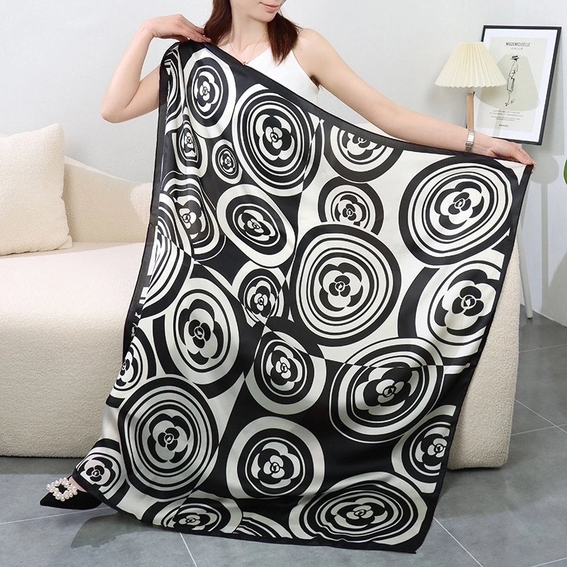 Women's Vintage Style Letter Color Block Polyester Silk Scarves
